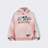 Paly Hollywood Distressed Flame Graphic Pullover Hoodie