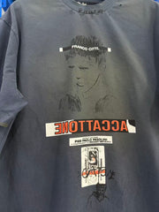 Paly Hollywood Distressed Vintage Washed T-Shirt---Washing Blue