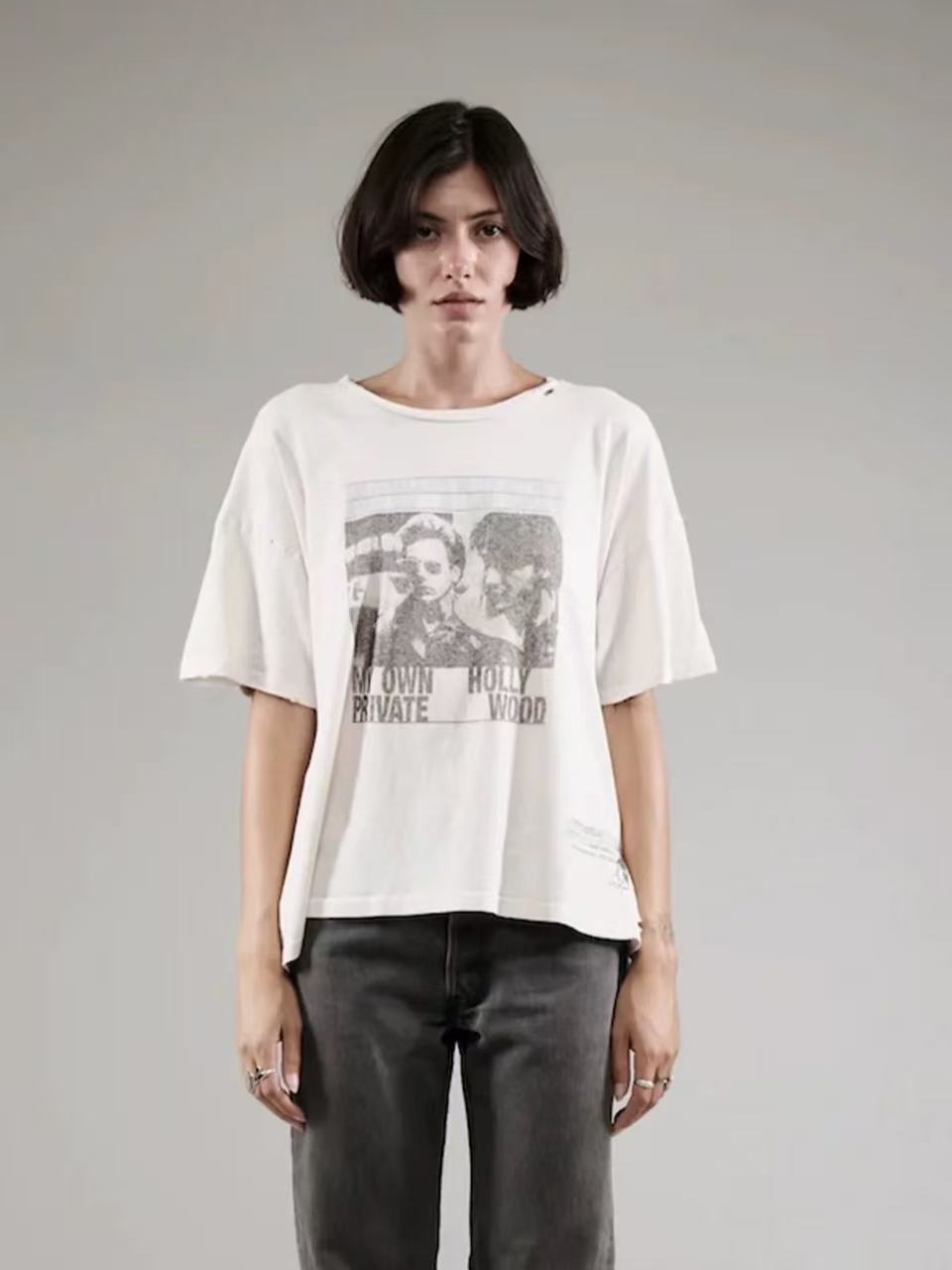 Paly Hollywood Distressed Hem Graphic T-Shirt