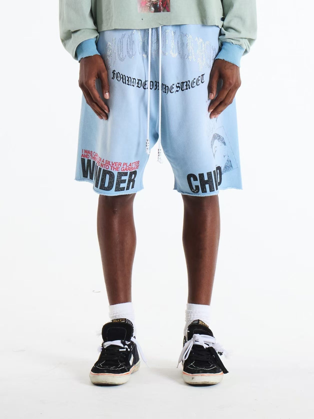 Paly Hollywood Distressed Graphic Sweat Shorts