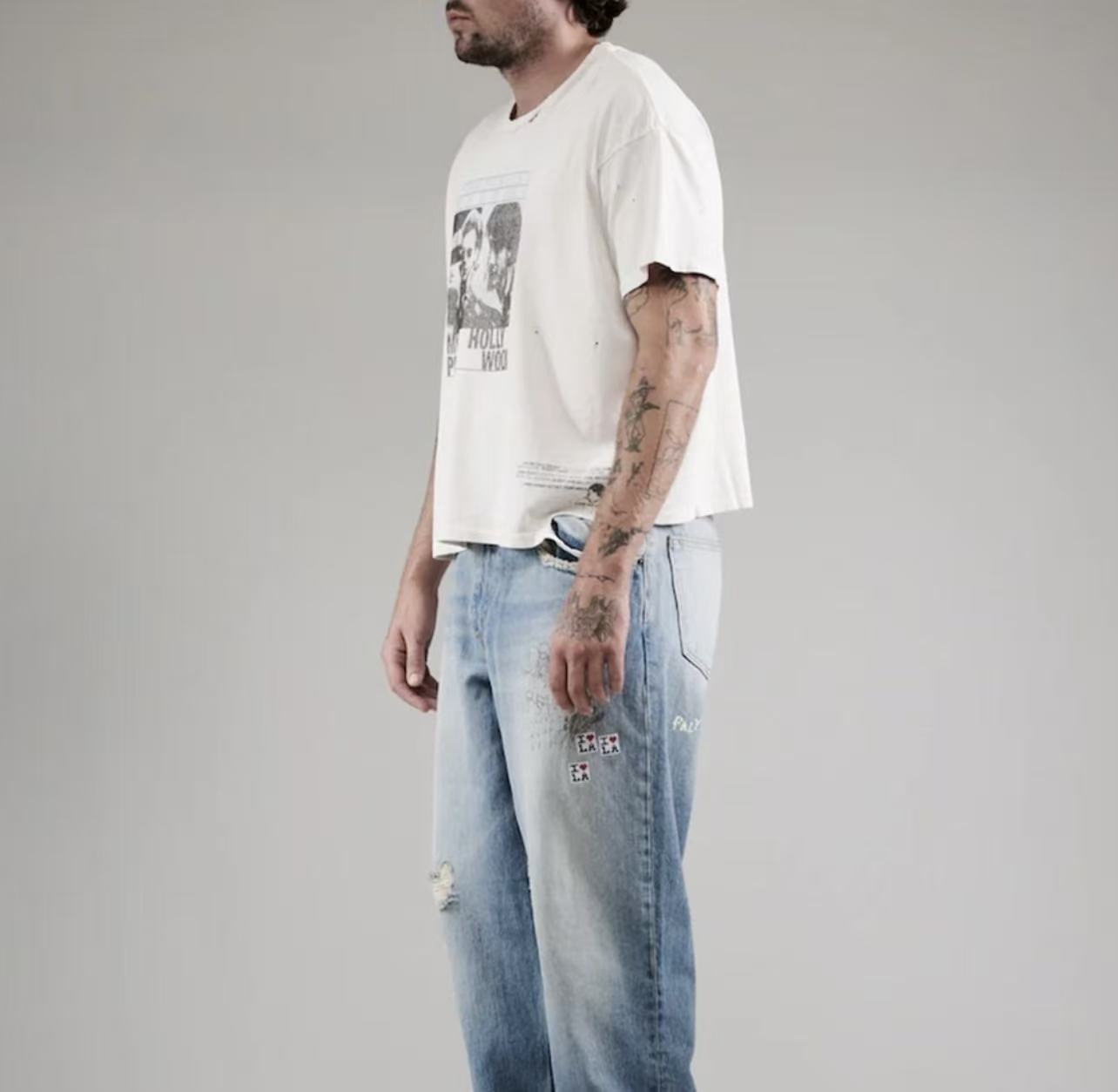 Paly Hollywood Distressed Hem Graphic T-Shirt