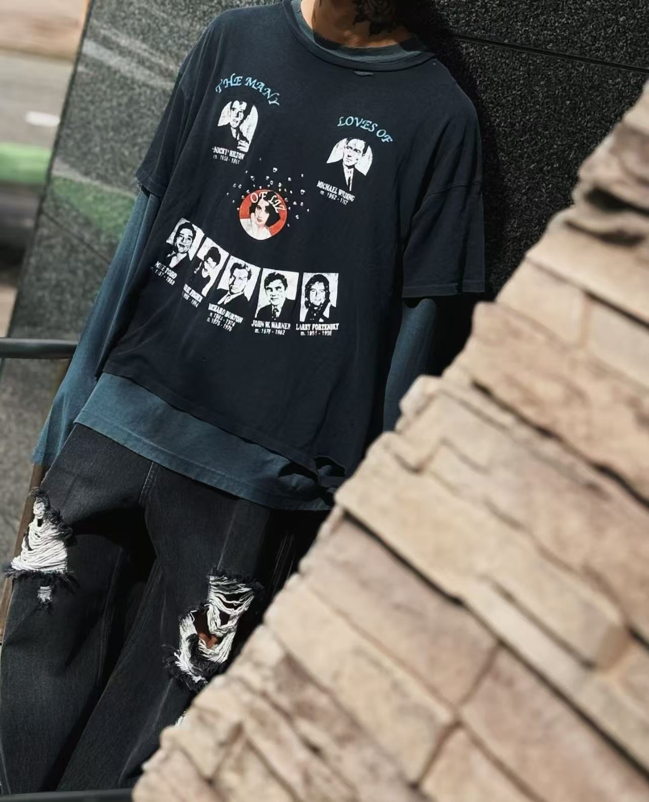 Paly Hollywood Graphic Print Washed T-Shirt
