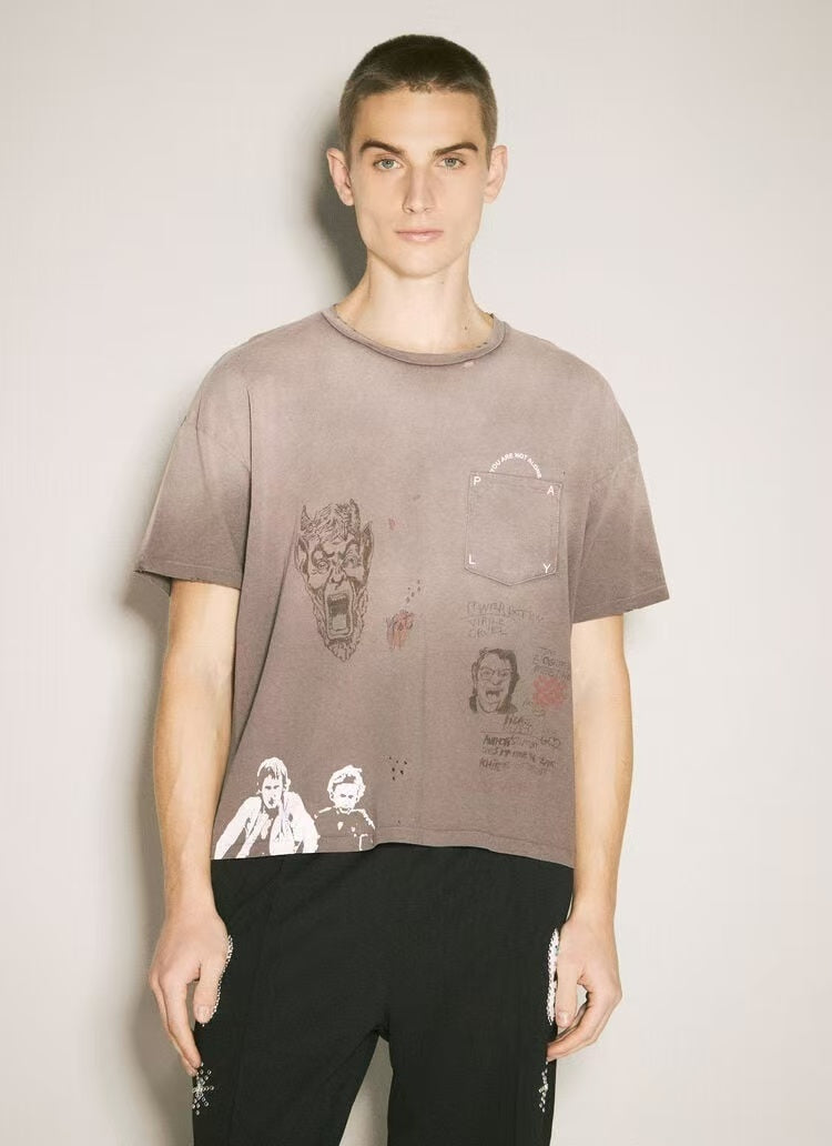 Paly Hollywood Vintage Wash Collage Graphic T-Shirt