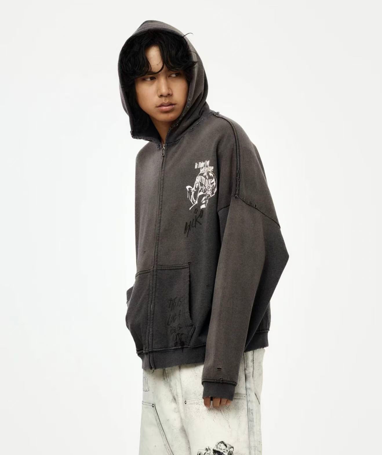 Paly Hollywood Distressed Washed Graphic Hoodie
