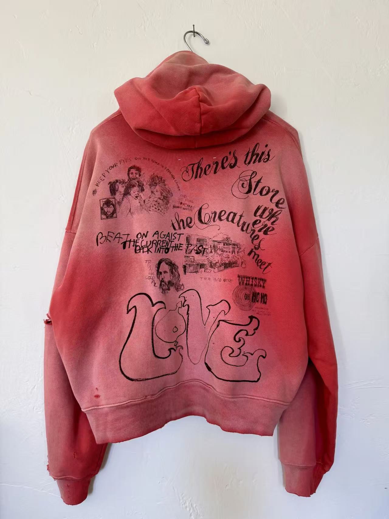 Paly Hollywood Acid Washed Portrait Pullover Hoodie