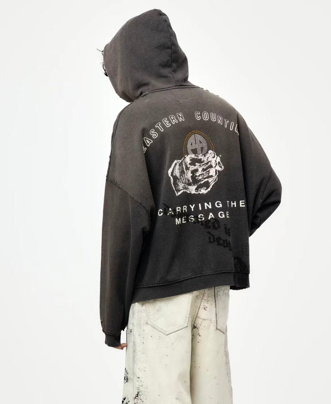 Paly Hollywood Distressed Washed Graphic Hoodie