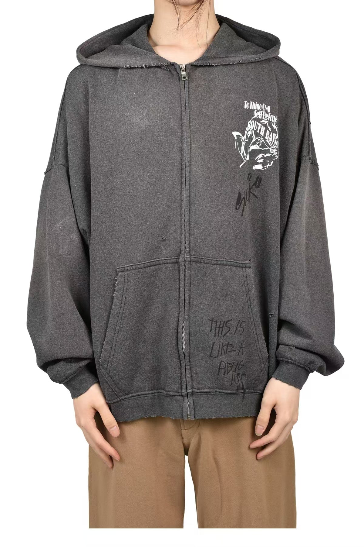 Paly Hollywood Distressed Washed Graphic Hoodie