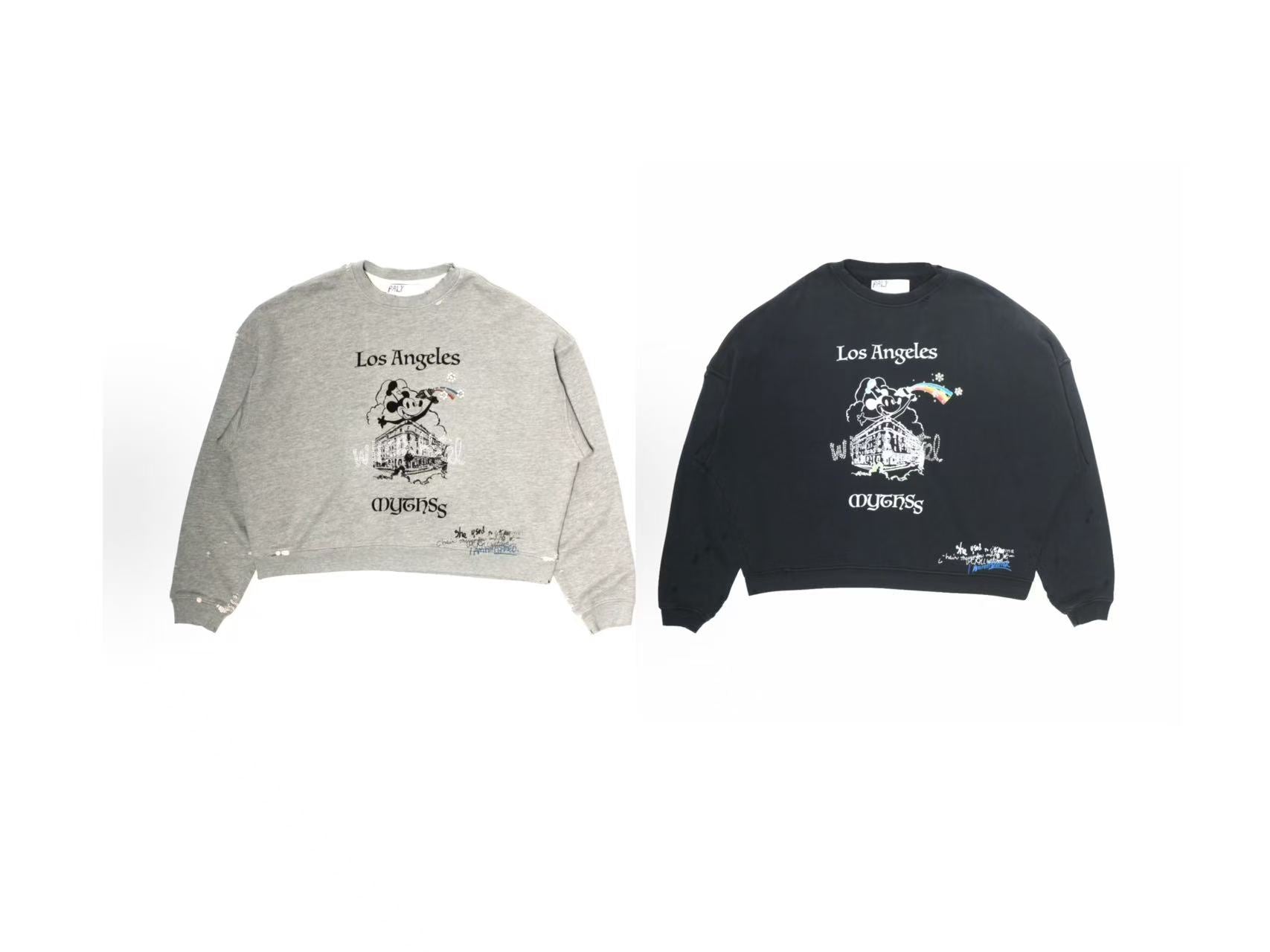 Paly Hollywood Contrast Graphic Fleece Pullover Hoodie