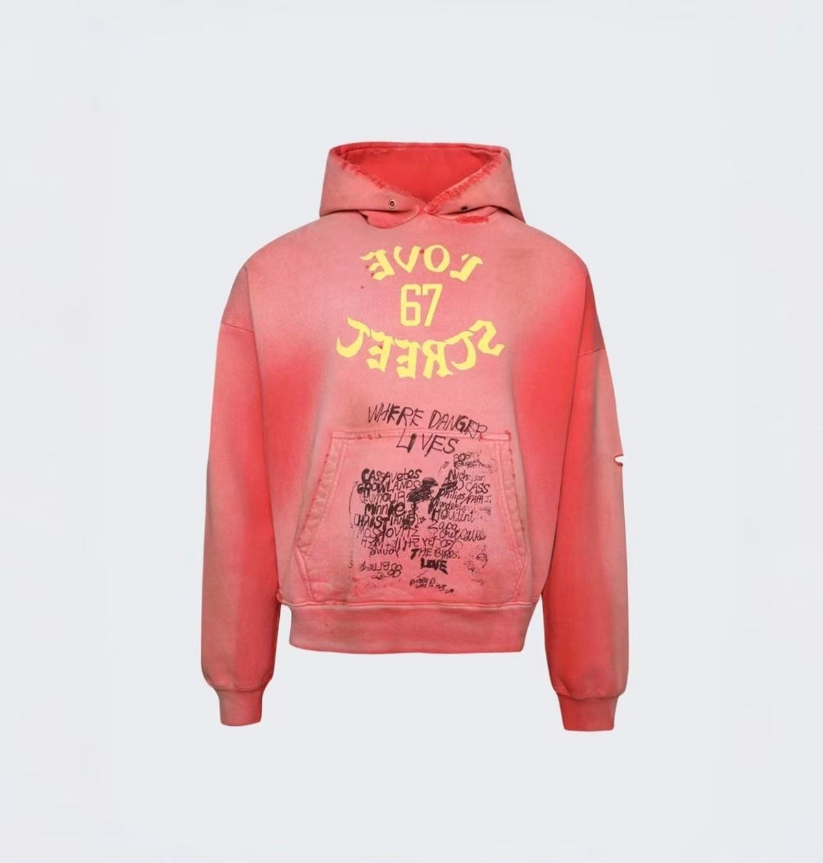 Paly Hollywood Acid Washed Portrait Pullover Hoodie