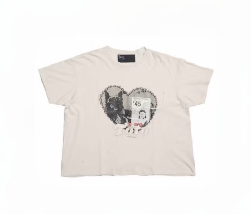 Paly Hollywood Vintage Graphic Washed T-Shirt---Apricot
