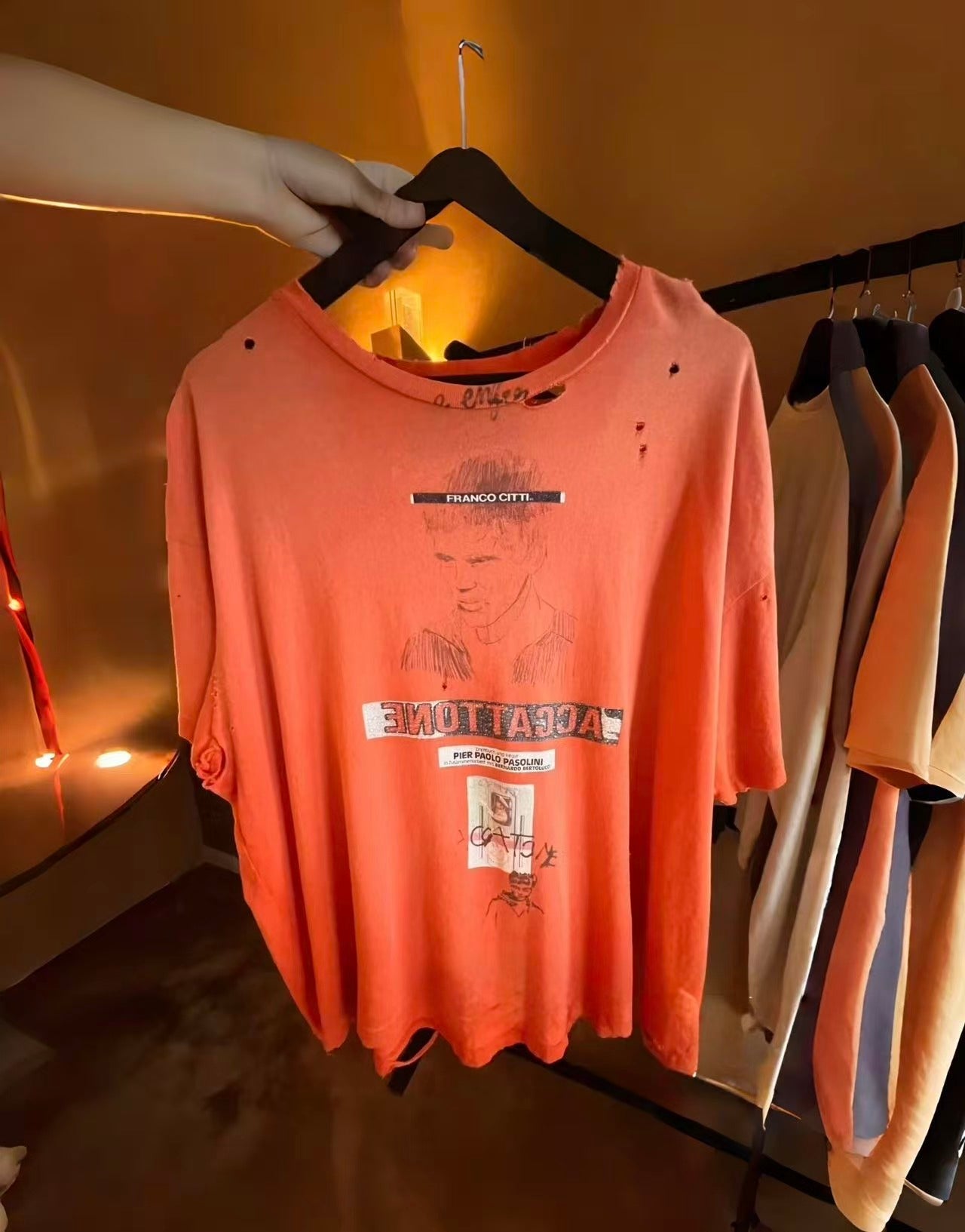 Paly Hollywood Distressed Vintage Washed T-Shirt---Weathered red