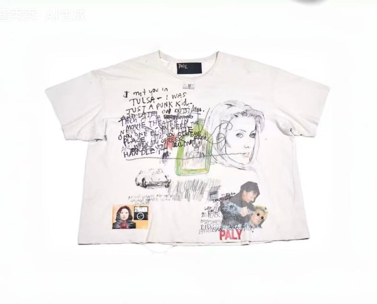 Paly Hollywood Doodle Collage Graphic T-Shirt