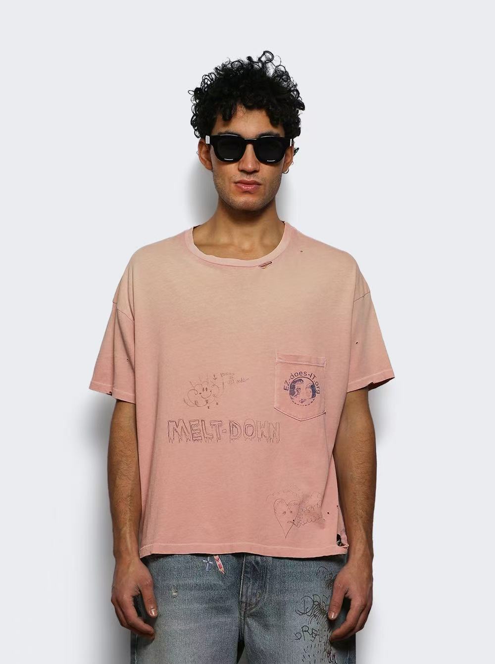 Paly Hollywood Distressed Washed Graphic T-Shirt