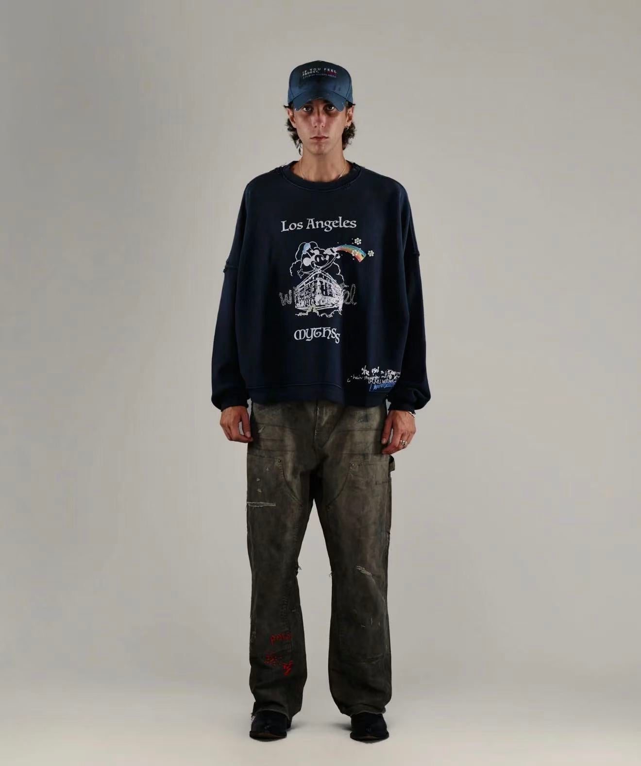 Paly Hollywood Contrast Graphic Fleece Pullover Hoodie