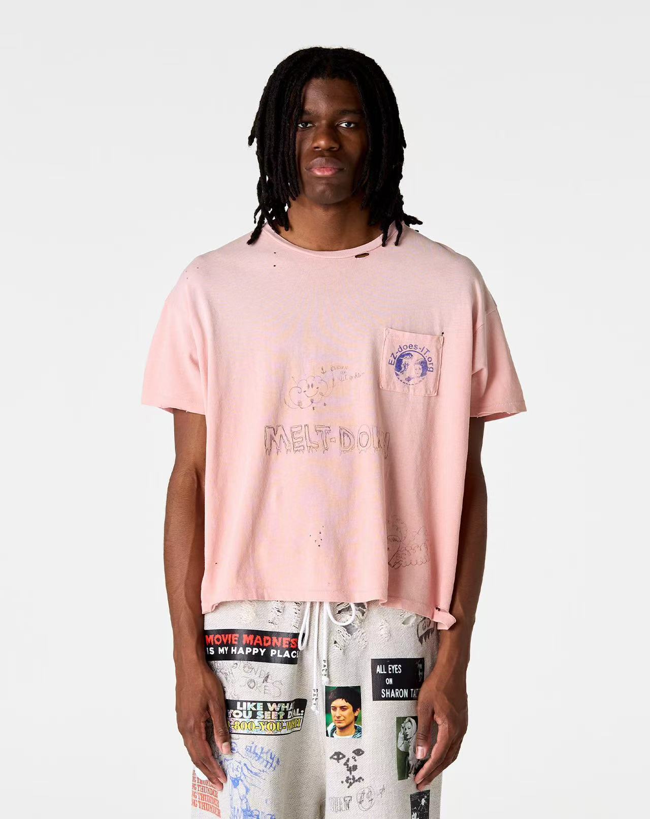 Paly Hollywood Distressed Washed Graphic T-Shirt