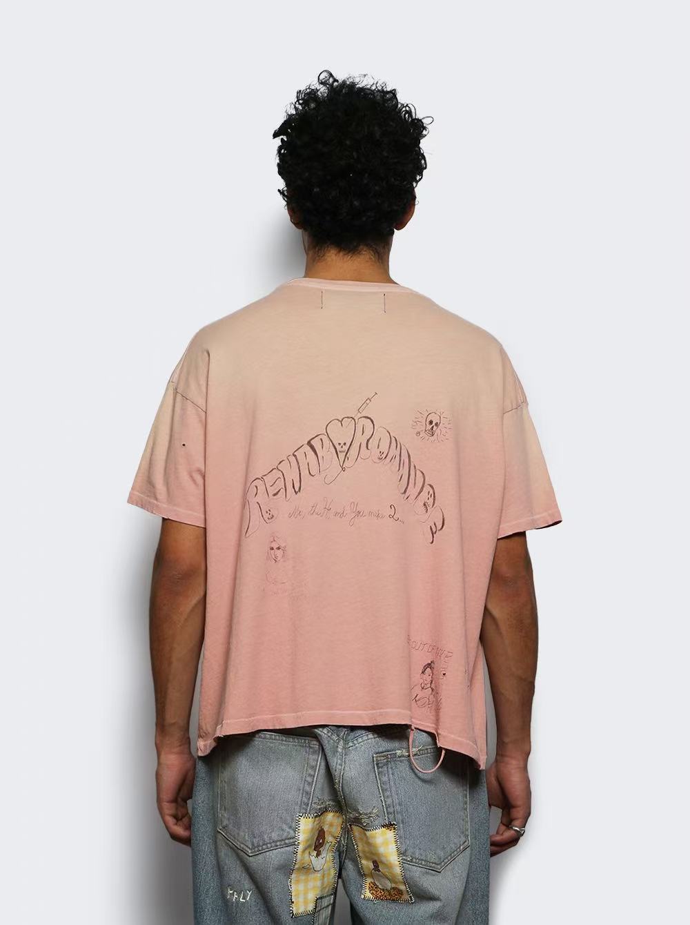 Paly Hollywood Distressed Washed Graphic T-Shirt