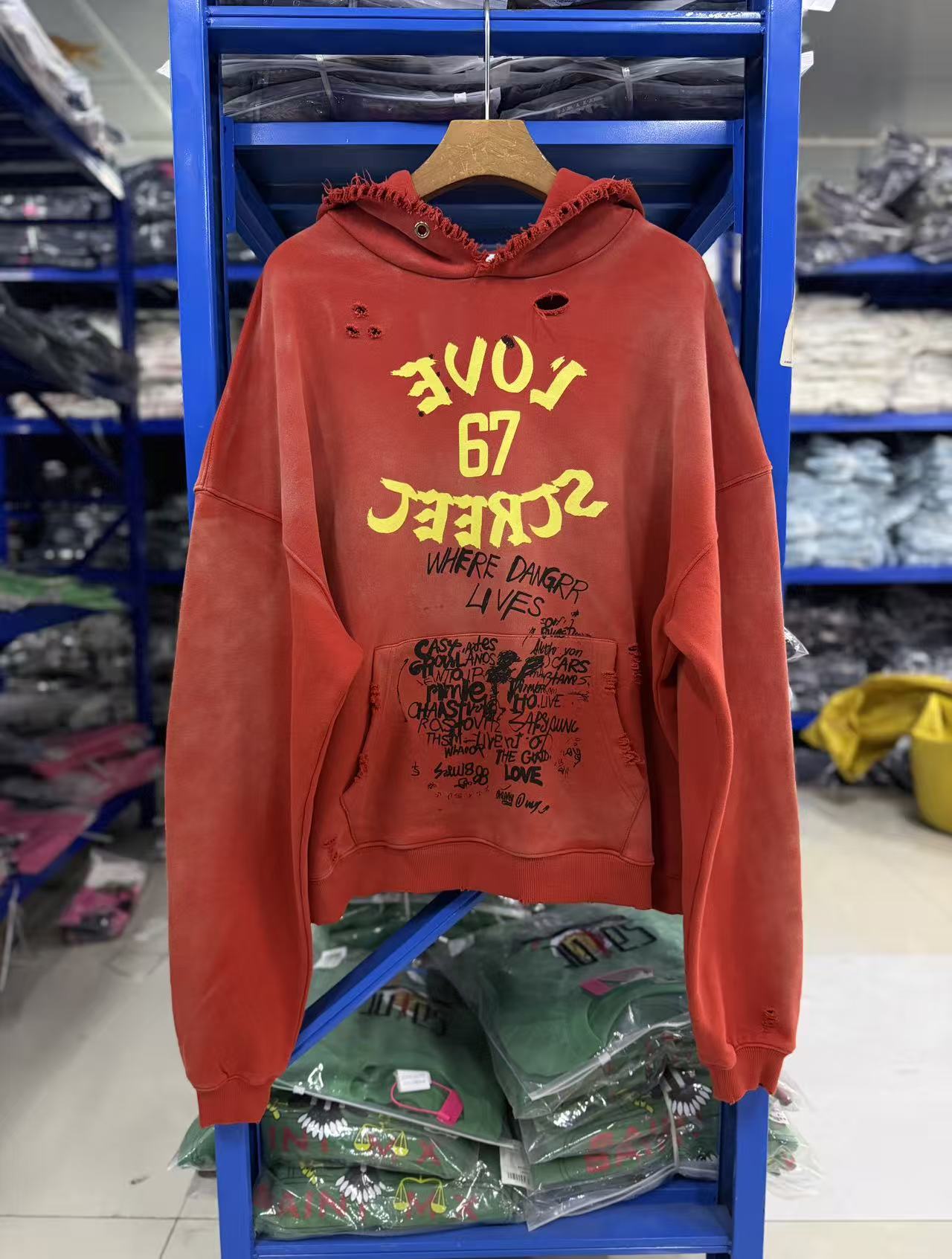 Paly Hollywood Acid Washed Portrait Pullover Hoodie