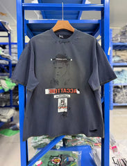 Paly Hollywood Distressed Vintage Washed T-Shirt---Washing Blue