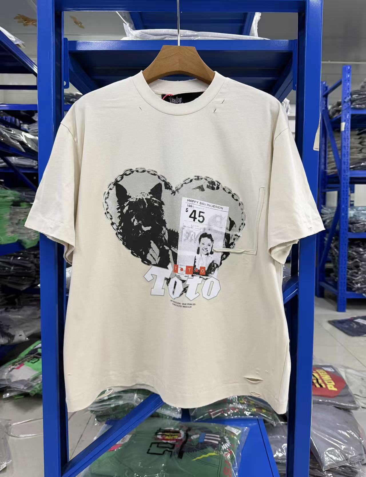 Paly Hollywood Vintage Graphic Washed T-Shirt---Apricot