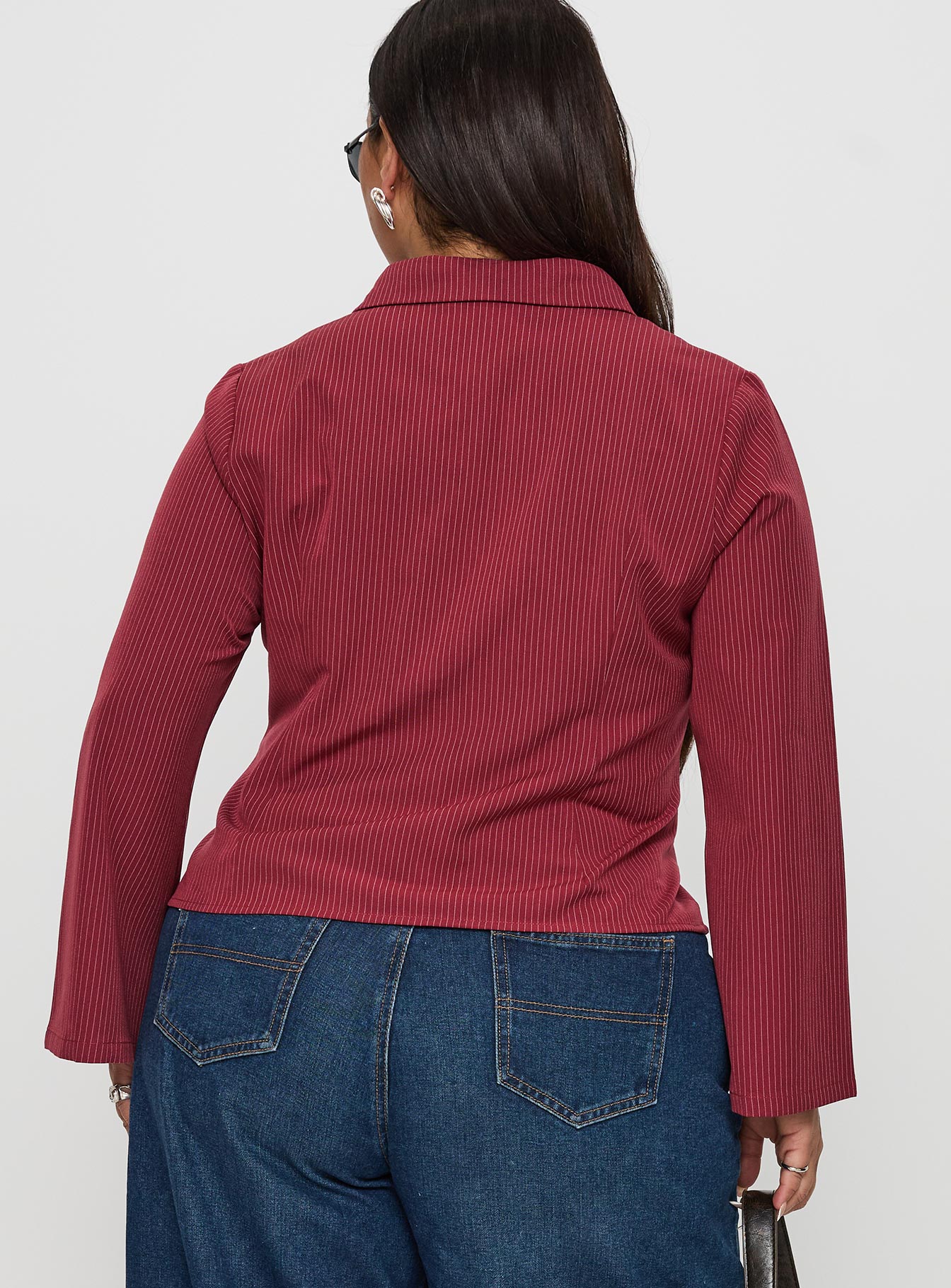 Anni Pinstripe Shirt Red Curve