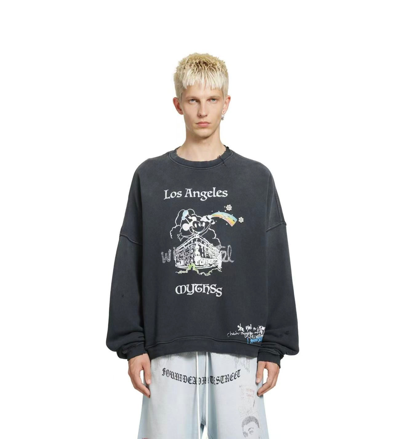 Paly Hollywood Contrast Graphic Fleece Pullover Hoodie