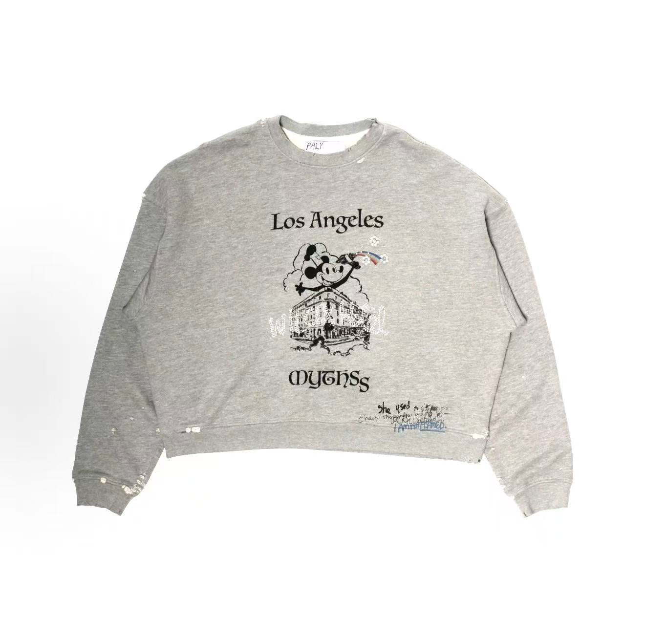 Paly Hollywood Contrast Graphic Fleece Pullover Hoodie