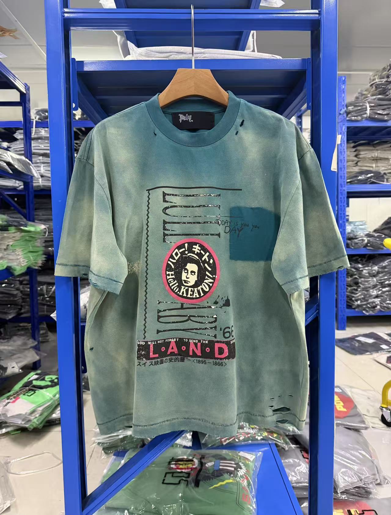 Paly Hollywood Distressed Washed Graphic T-Shirt