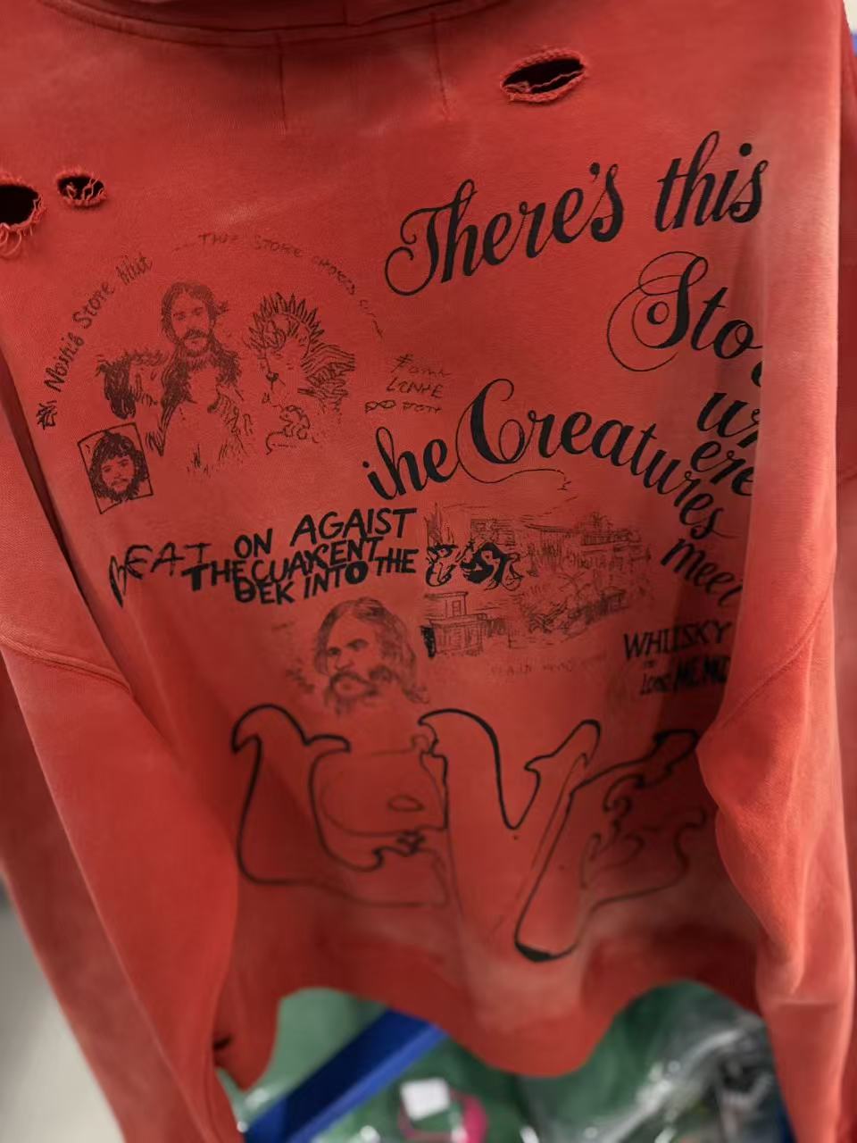 Paly Hollywood Acid Washed Portrait Pullover Hoodie